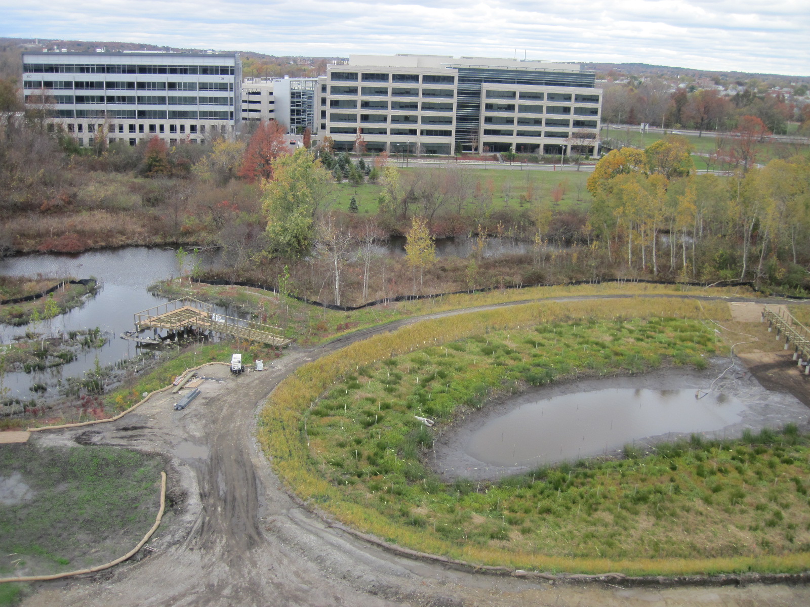 Framing of boardwalk with overlook at Oxbow, Novemebr 2 2012